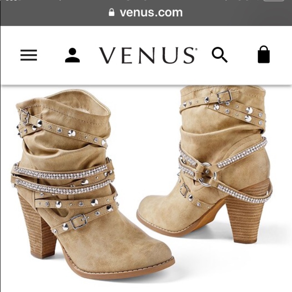 Embellished buckle bootie boots